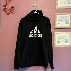 Adidas Men's Black Hoodie with White Logo
